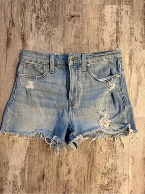 Madewell Light Blue Distressed Denim Cutoff Shorts